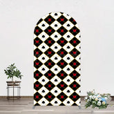 Lofaris Black White Rhombus Poker Birthday Arch Backdrop